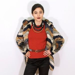 Forever 21 multicolored chevron faux fur coat